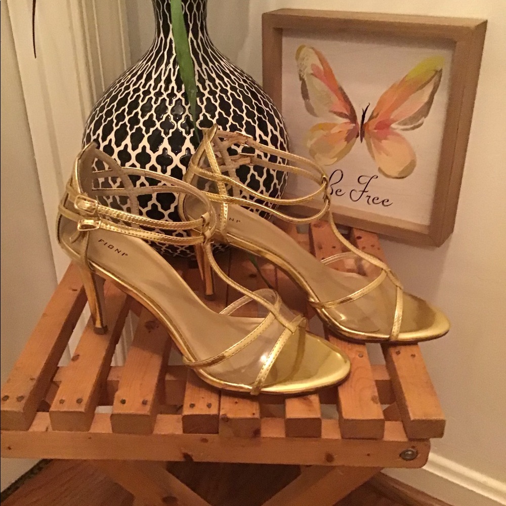 Clear & Gold Heel Shoe, brand new